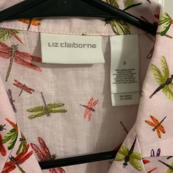 Liz Claiborne dragonfly linen top - Picture 2 of 8